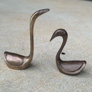 Pair of Small Brass Swam Figurines Metal India